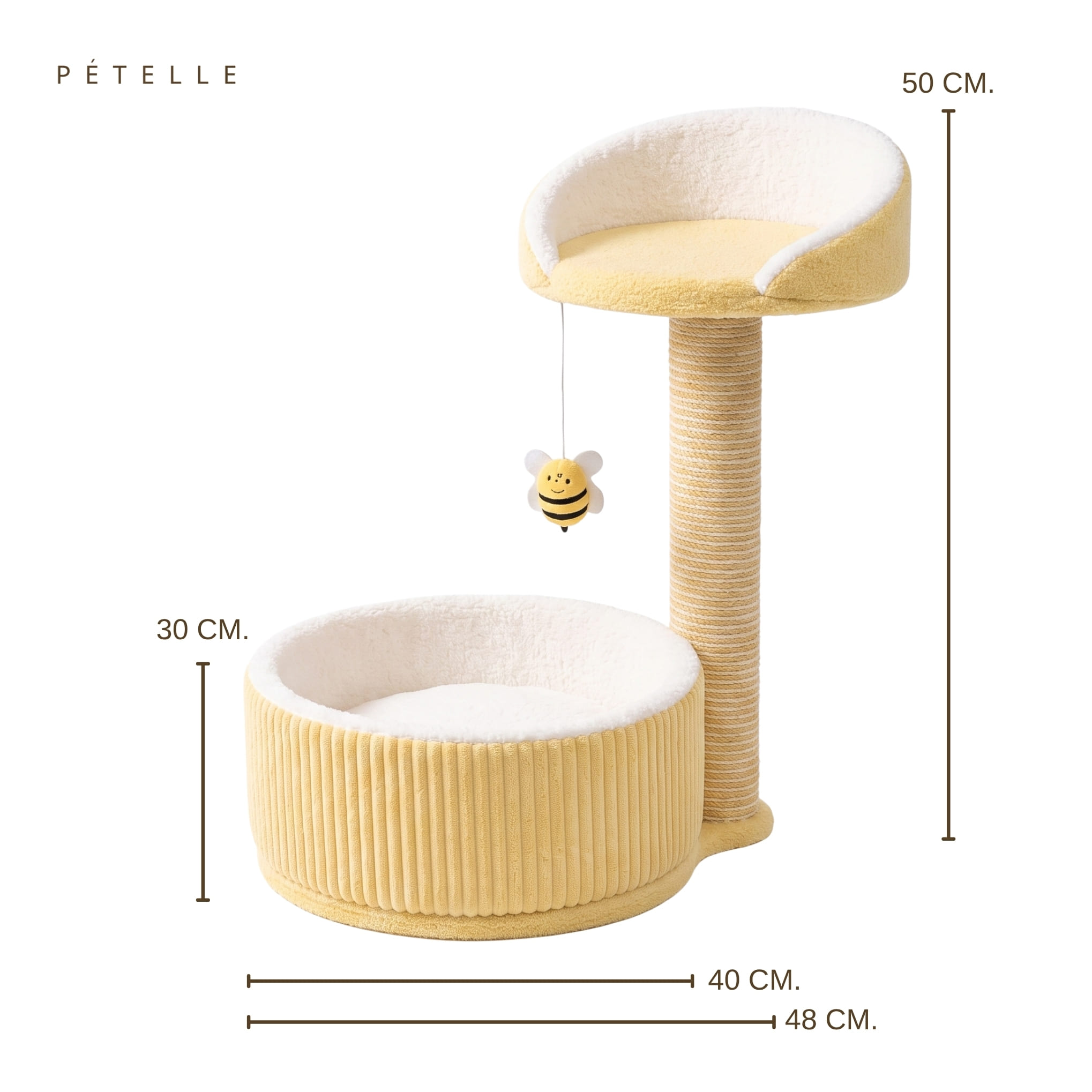 คอนโดแมวพร้อมเสาลับเล็บ PETELLE รุ่น COZY CUP SERIES สีหลืองวานิลลา